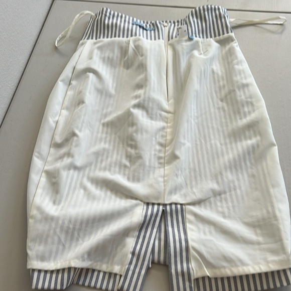 ANTONIO MELANI Paperbag High Waist Midi Pencil Skirt Striped Blue White Size 6 - Picture 8 of 11